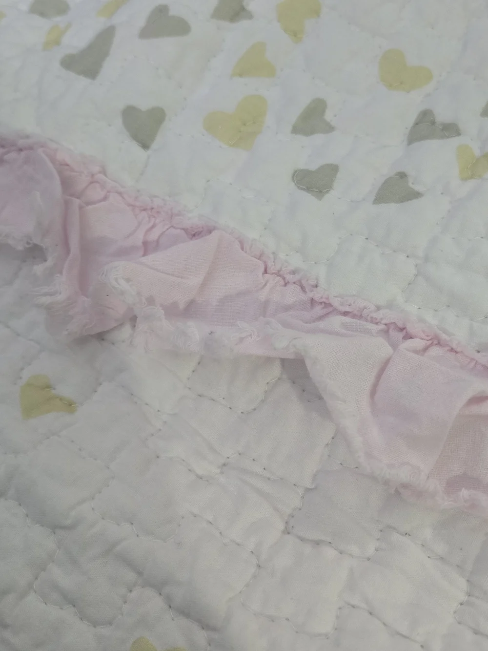 Cozy Line 100% Cotton TWIN Pink&Gold Hearts Quit And Sham Set